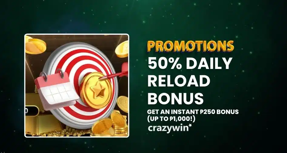 Crazywin's 50% Daily Reload Bonus!